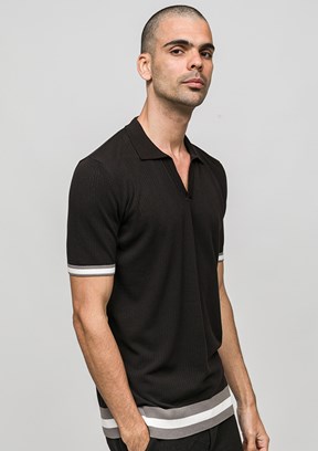JOHNNY JOE - JOE34020 Erkek Siyah Polo Yaka T-Shirt