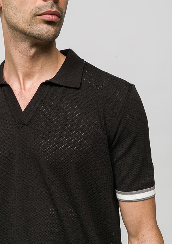 JOHNNY JOE - JOE34020 Erkek Siyah Polo Yaka T-Shirt