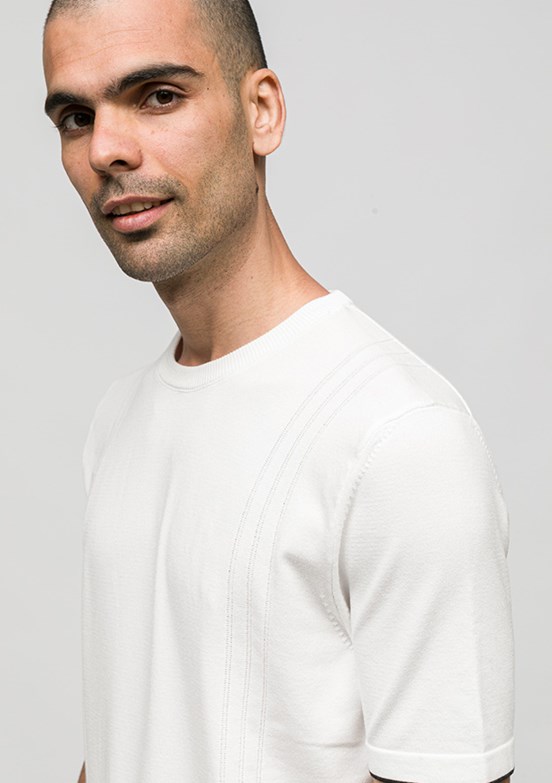 JOHNNY JOE - JOE34185 Erkek Beyaz Triko T-Shirt