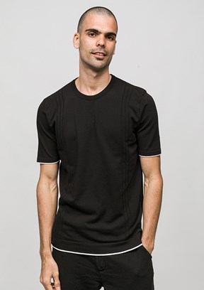 JOHNNY JOE - JOE34185 Erkek Siyah Triko T-Shirt