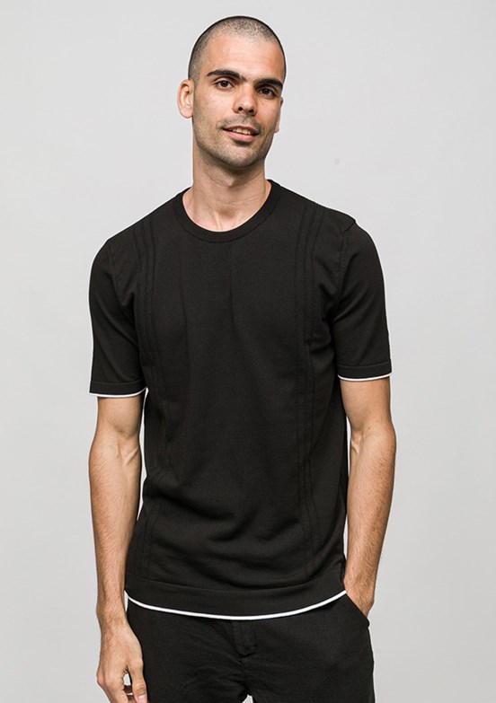 JOHNNY JOE - JOE34185 Erkek Siyah Triko T-Shirt