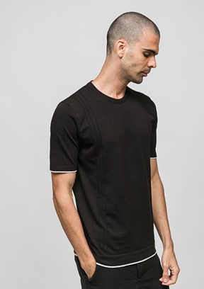 JOHNNY JOE - JOE34185 Erkek Siyah Triko T-Shirt