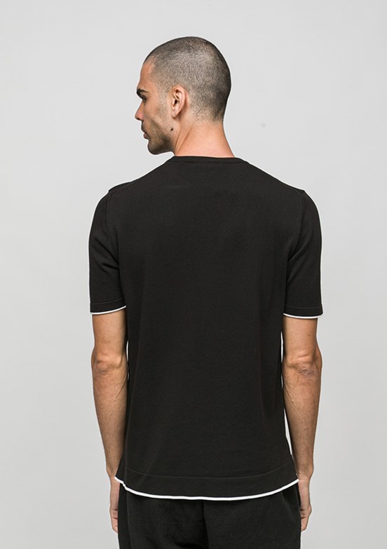 JOHNNY JOE - JOE34185 Erkek Siyah Triko T-Shirt