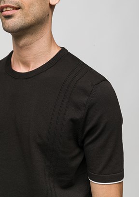 JOHNNY JOE - JOE34185 Erkek Siyah Triko T-Shirt