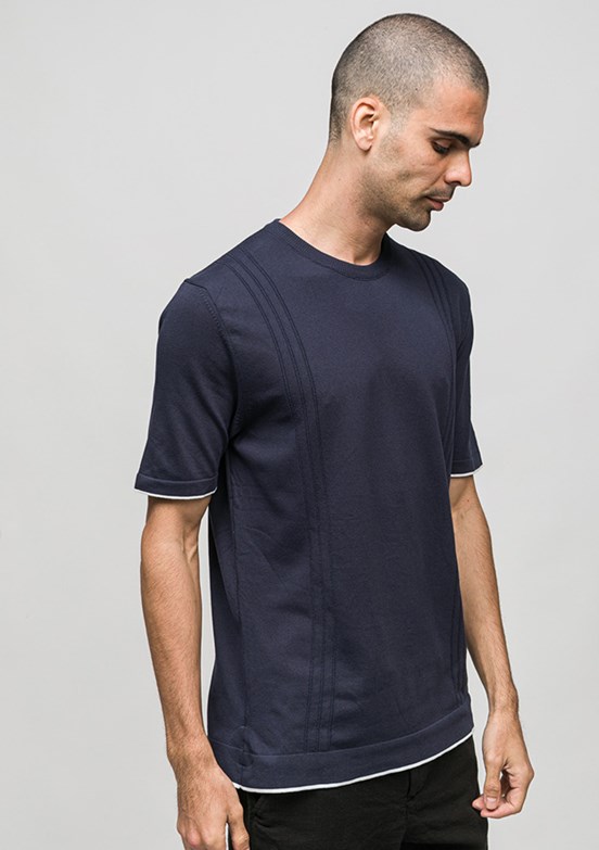 JOHNNY JOE - JOE34185 Erkek Lacivert Triko T-Shirt