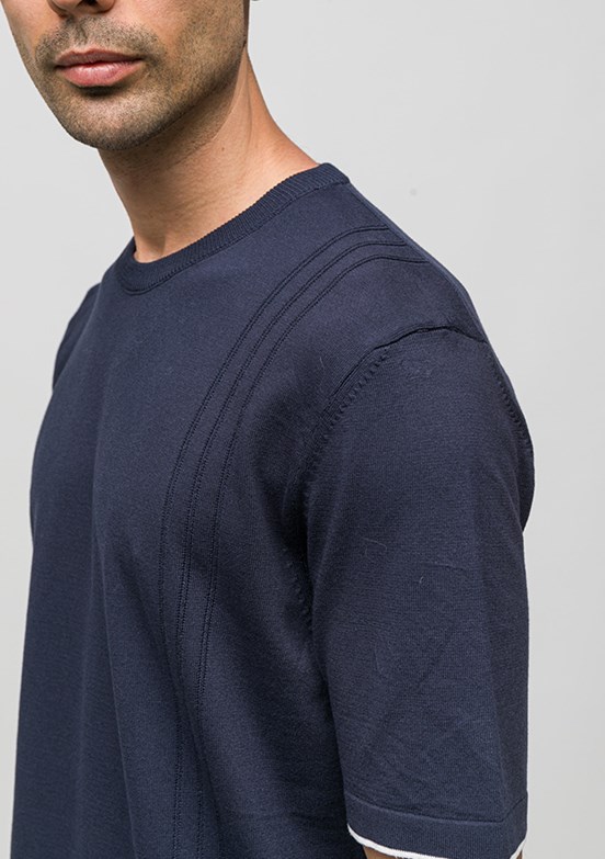 JOHNNY JOE - JOE34185 Erkek Lacivert Triko T-Shirt