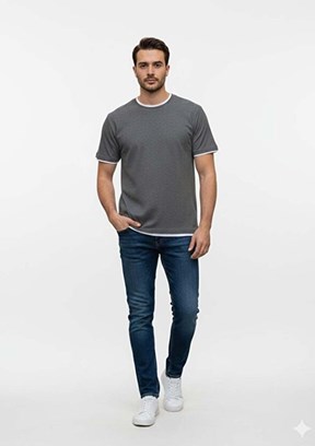 THE CROW Larg - TC9040 Erkek Çok Renkli Relax T-Shirt