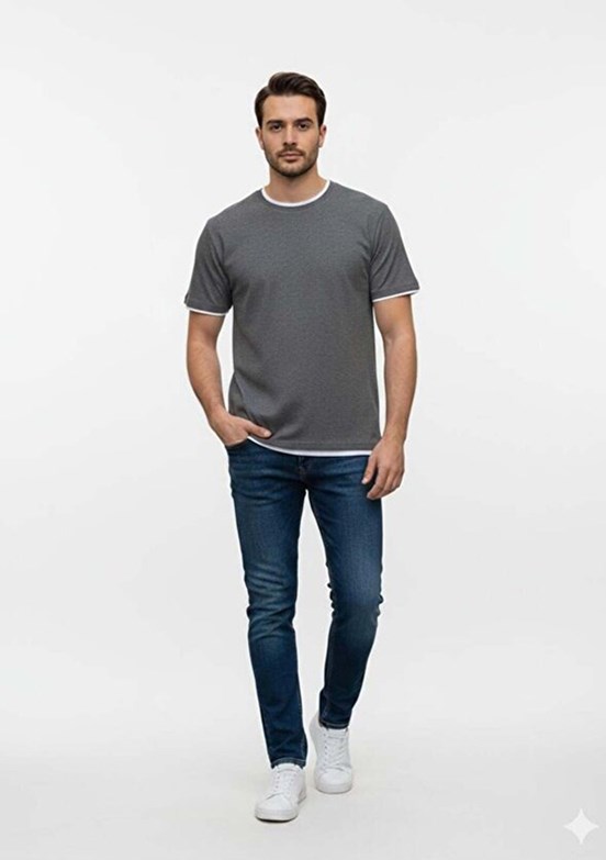 THE CROW Larg - TC9040 Erkek Çok Renkli Relax T-Shirt