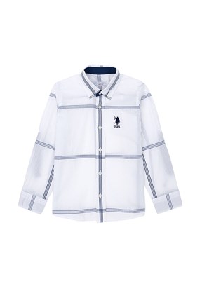 US POLO ASSN Beyaz Erkek Çocuk Uzun Kol Gömlek