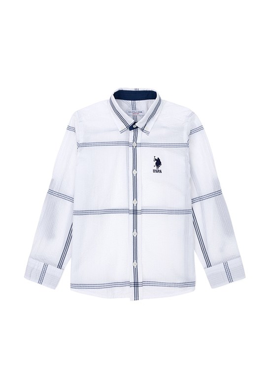 US POLO ASSN Beyaz Erkek Çocuk Uzun Kol Gömlek