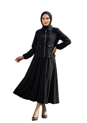 ARMİNE - 26YT621 Kadın Siyah Takımı Etek