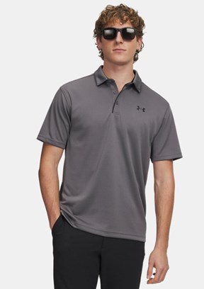 UNDER ARMOUR UA Tech - 1290140-040 Erkek Gri Polo Yaka T-Shirt