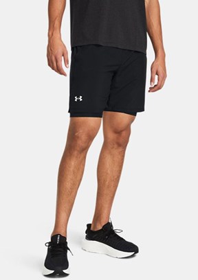 UNDER ARMOUR UA Launch 7inch 2-in-1 - 1382641-001 Erkek Siyah Dokuma Şort