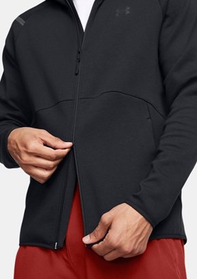 UNDER ARMOUR UA Unstoppable Fleece Tam Fermuarlı HD EU - 1389352-001 Erkek Siyah Fermuarlı Sweatshirt