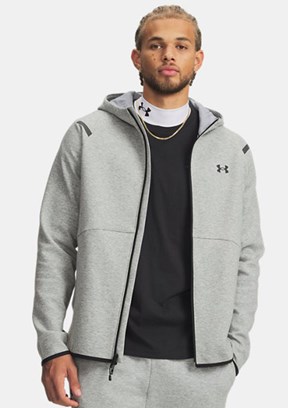 UNDER ARMOUR UA Unstoppable Fleece Tam Fermuarlı HD EU - 1389352-011 Erkek Gri Fermuarlı Sweatshirt