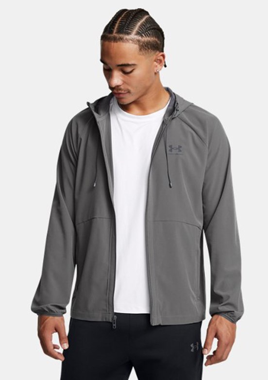 UNDER ARMOUR UA Stretch Woven - 6003001-025 Erkek Gri Kapüşonlu Ceket