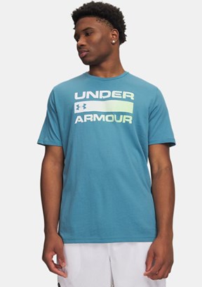 UNDER ARMOUR UA Team Issue Wordmark - 1329582-466 Erkek Mavi Bisiklet Yaka T-shirt