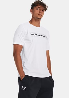 UNDER ARMOUR UA Camo Chest Stripe - 1376830-100 Erkek Beyaz Baskılı Yaka T-shirt