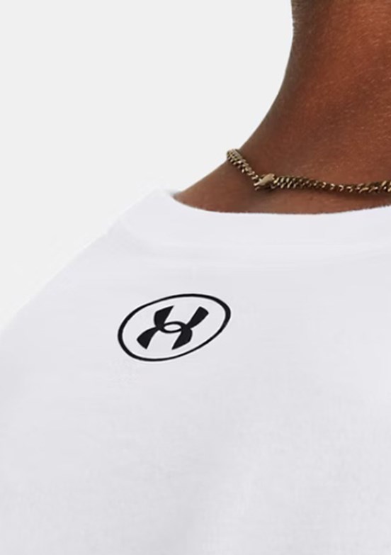UNDER ARMOUR UA Camo Chest Stripe - 1376830-100 Erkek Beyaz Baskılı Yaka T-shirt