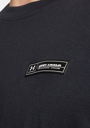 UNDER ARMOUR UA Heavyweight Armour Label - 1382831-001 Erkek Siyah Bisiklet Yaka T-shirt