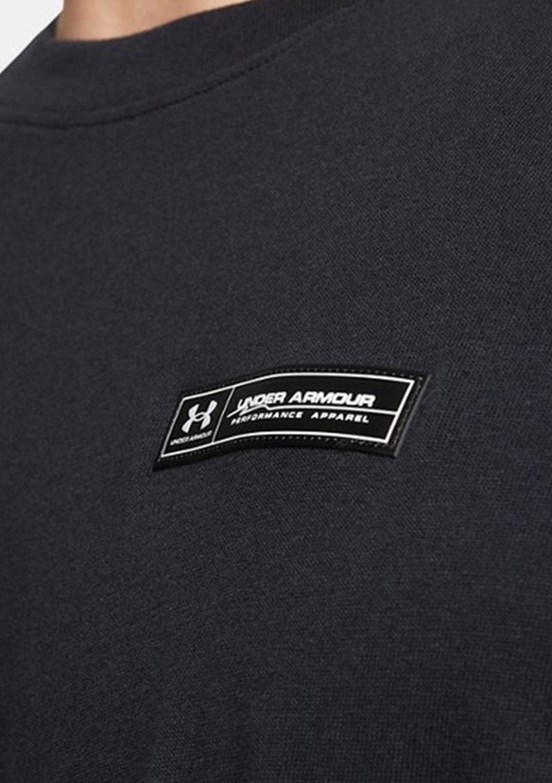 UNDER ARMOUR UA Heavyweight Armour Label - 1382831-001 Erkek Siyah Bisiklet Yaka T-shirt
