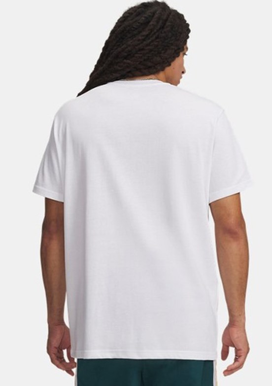 UNDER ARMOUR UA Heavyweight Armour Label - 1382831-100 Erkek Beyaz Bisiklet Yaka T-shirt