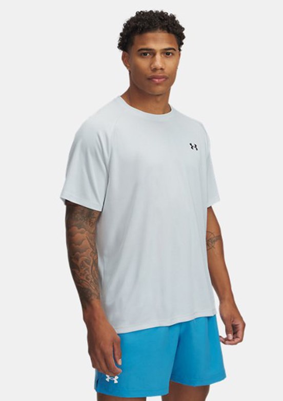 UNDER ARMOUR UA Tech Textured - 1382796-023 Erkek Gri Bisiklet Yaka T-Shirt