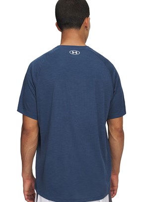 UNDER ARMOUR UA Tech Textured - 1382796-498 Erkek Mavi Bisiklet Yaka T-Shirt