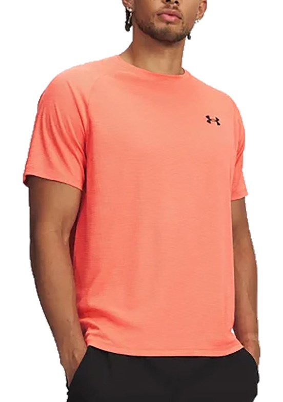 UNDER ARMOUR UA Tech Textured - 1382796-690 Erkek Kırmızı Bisiklet Yaka T-Shirt