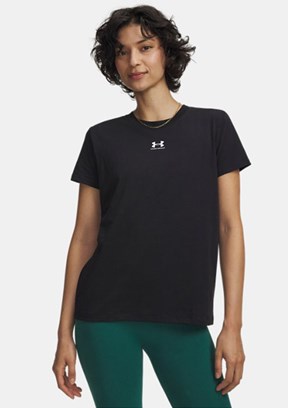 UNDER ARMOUR UA Campus Core - 1383648-001 Kadın Siyah Bisiklet Yaka T-shirt