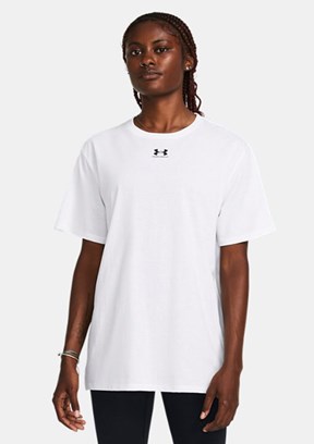UNDER ARMOUR UA Campus Oversize - 1387193-100 Kadın Beyaz Bisiklet Yaka T-shirt