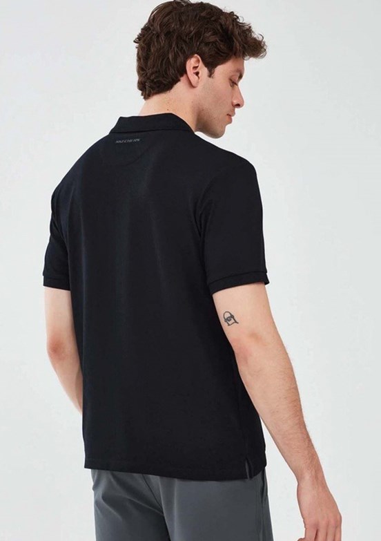 SKECHERS - S211800-3817 Erkek Siyah Polo Yaka T-Shirt