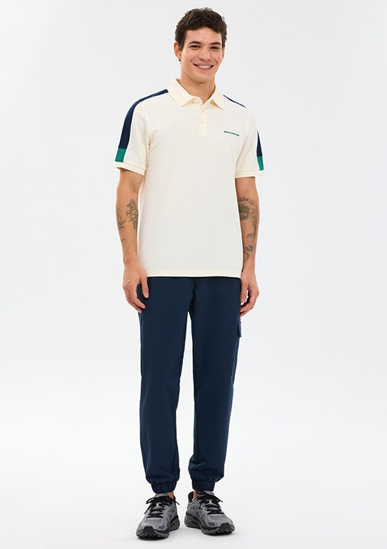 SKECHERS - S221047-1208 Erkek Ekru Polo Yaka T-Shirt