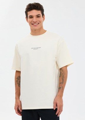 SKECHERS - S231094-3855 Erkek Beyaz Oversize T-Shirt