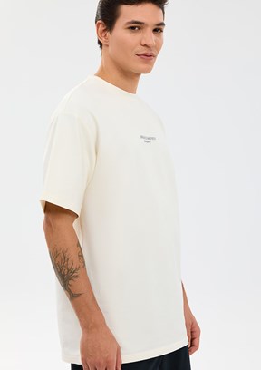SKECHERS - S231094-3855 Erkek Beyaz Oversize T-Shirt