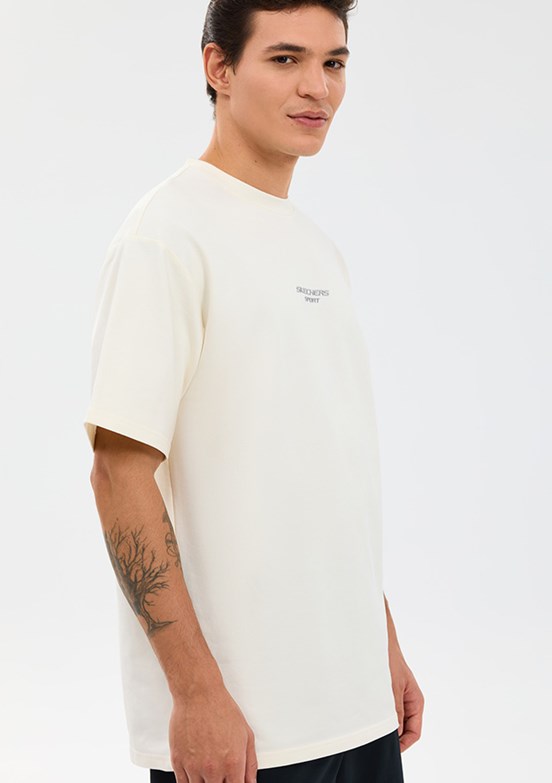 SKECHERS - S231094-3855 Erkek Beyaz Oversize T-Shirt