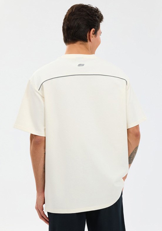 SKECHERS - S231094-3855 Erkek Beyaz Oversize T-Shirt