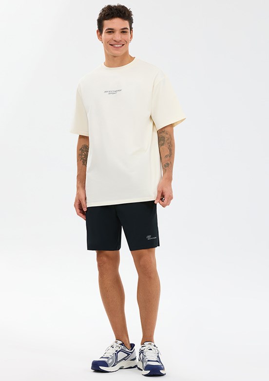 SKECHERS - S231094-3855 Erkek Beyaz Oversize T-Shirt