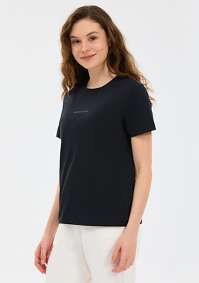 SKECHERS W Essential Crewneck - S2510029-3817 Kadın Siyah Bisiklet Yaka T-Shirt