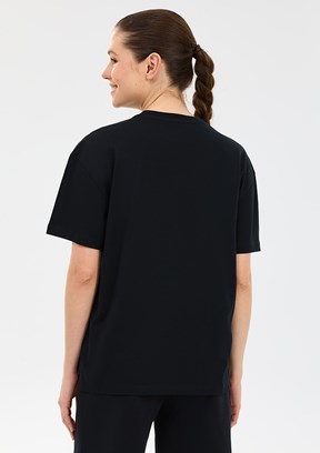 SKECHERS - S2610017-3817 Kadın Siyah Baskılı T-Shirt