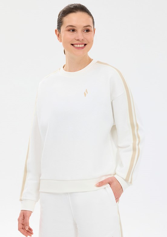 SKECHERS - S2610029-3855 Kadın Beyaz Baskılı Sweatshirt