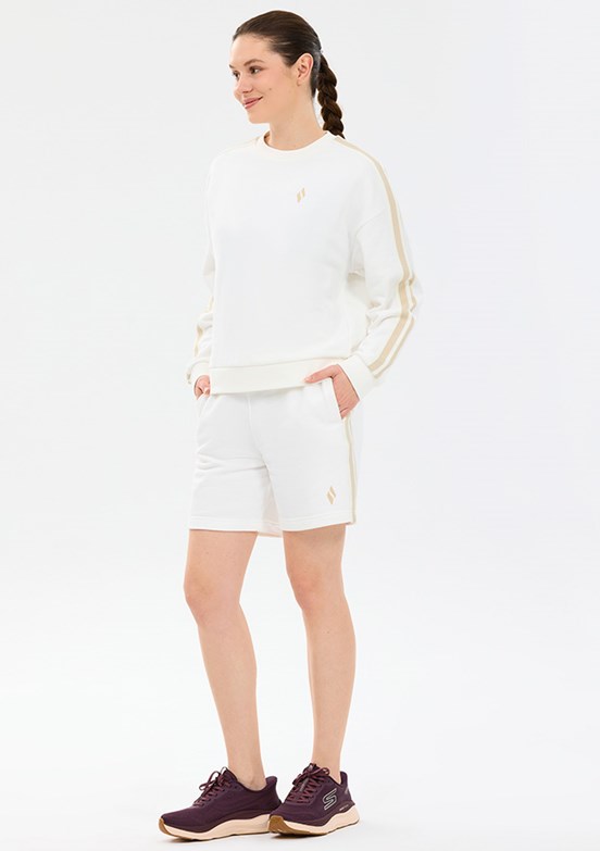 SKECHERS - S2610029-3855 Kadın Beyaz Baskılı Sweatshirt