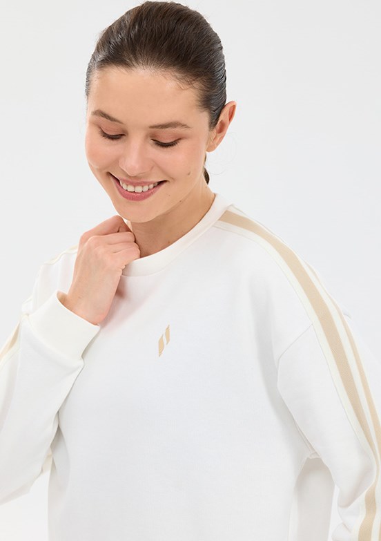 SKECHERS - S2610029-3855 Kadın Beyaz Baskılı Sweatshirt