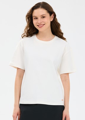 SKECHERS - S2610046-3855 Kadın Beyaz Baskılı T-Shirt