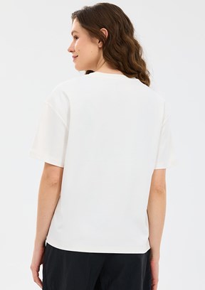 SKECHERS - S2610046-3855 Kadın Beyaz Baskılı T-Shirt