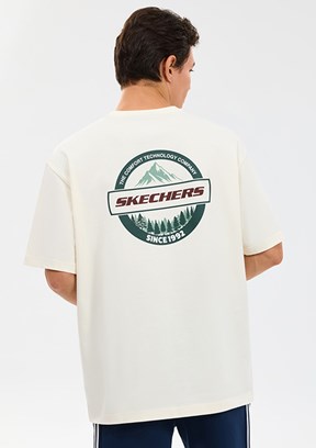 SKECHERS - S2610110-3855 Erkek Beyaz Oversize T-Shirt