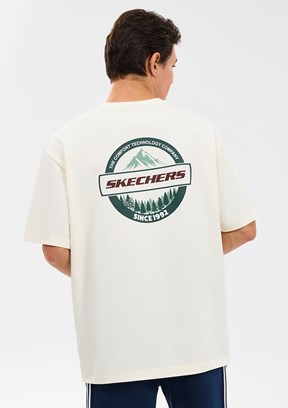 SKECHERS - S2610110-3855 Erkek Beyaz Oversize T-Shirt
