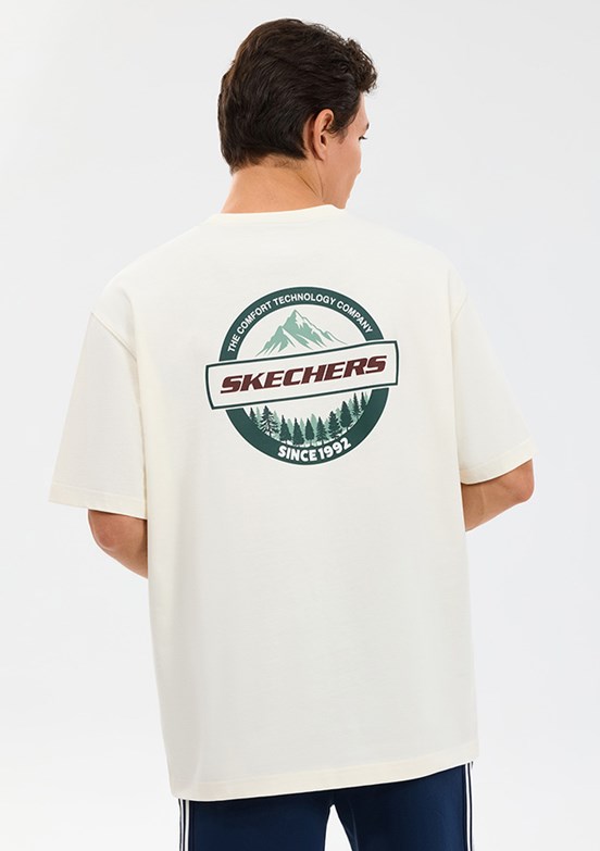 SKECHERS - S2610110-3855 Erkek Beyaz Oversize T-Shirt
