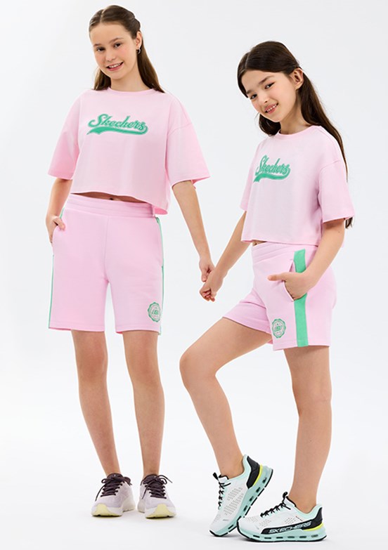 SKECHERS G Lw Fleece - SK2610032-0098 Kız Çocuk Pembe Baskılı Şort