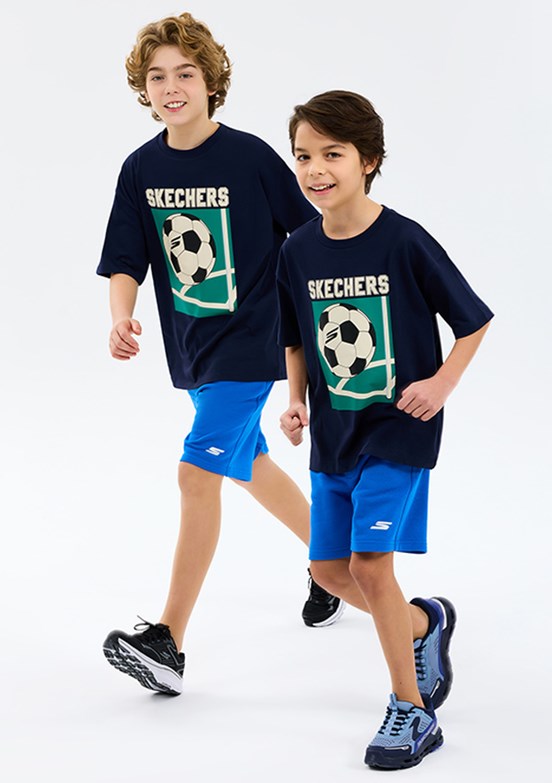 SKECHERS B Lw Fleece - SK2610080-0748 Erkek Çocuk Mavi Baskılı Şort